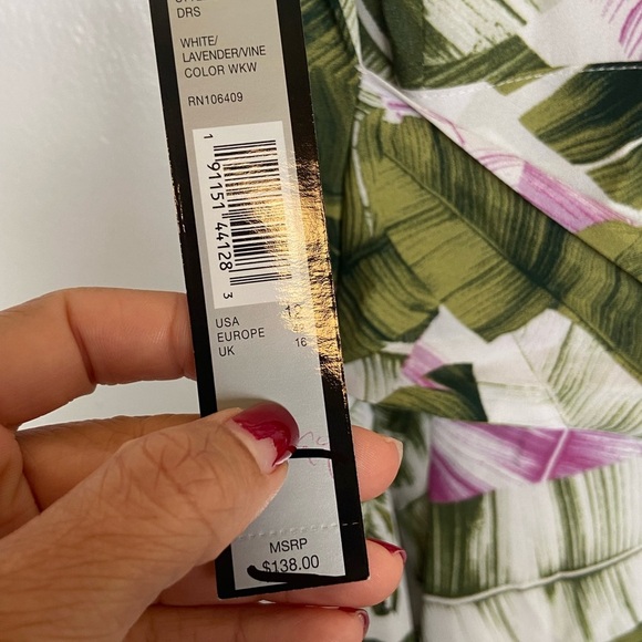 Tahari By Arthur S Levine Floral High Low Midi Dress Sz 12 Pleated Side Pockets - Picture 15 of 16